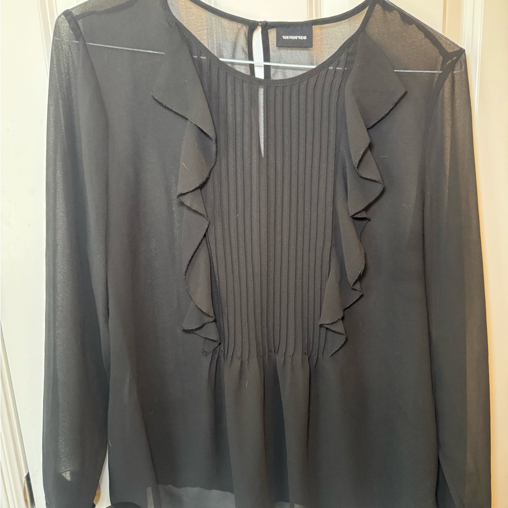 Who What Wear Black Ruffle Blouse
